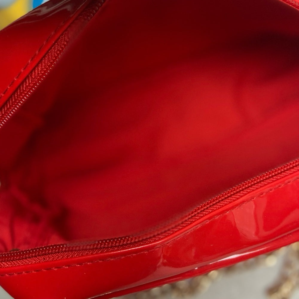 Vintage, Christian Lacroix Rouge Red Pouch Crossbody  Bag 9in x 6 in x 2.5in