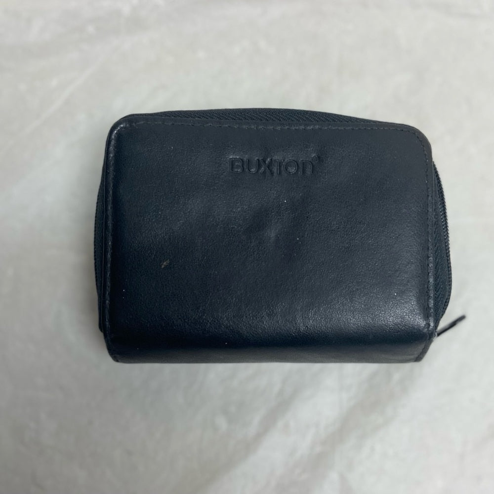 Vintage, Buxton Black Leather, Compact Credit Cards Zippy Wallet