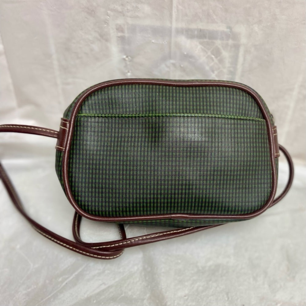 Vintage, Esprit Small Green Checkered Crossbody  Bag 7in x 4.5in x 3in