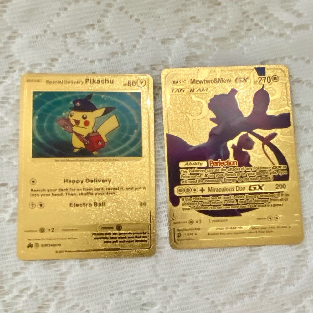Lot QQ: 12pc Lot : 2 Gold Fan Arts Cards, 5 Pokemon Cards and 5 Pokémon …