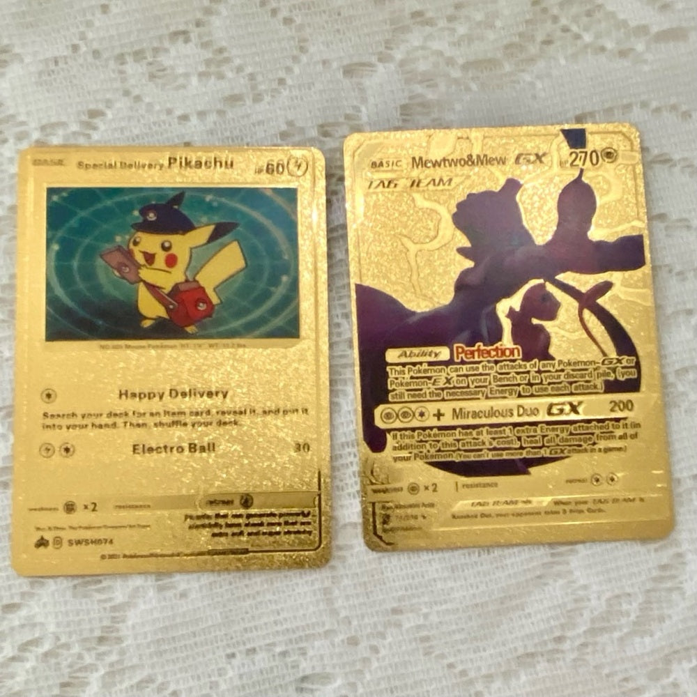 Lot QQ: 12pc Lot : 2 Gold Fan Arts Cards, 5 Pokemon Cards and 5 Pokémon …