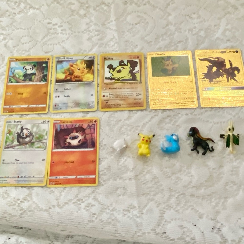 Lot RR: 12pc Lot : 2 Gold Fan Arts Cards, 5 Pokemon Cards and 5 Pokémon …