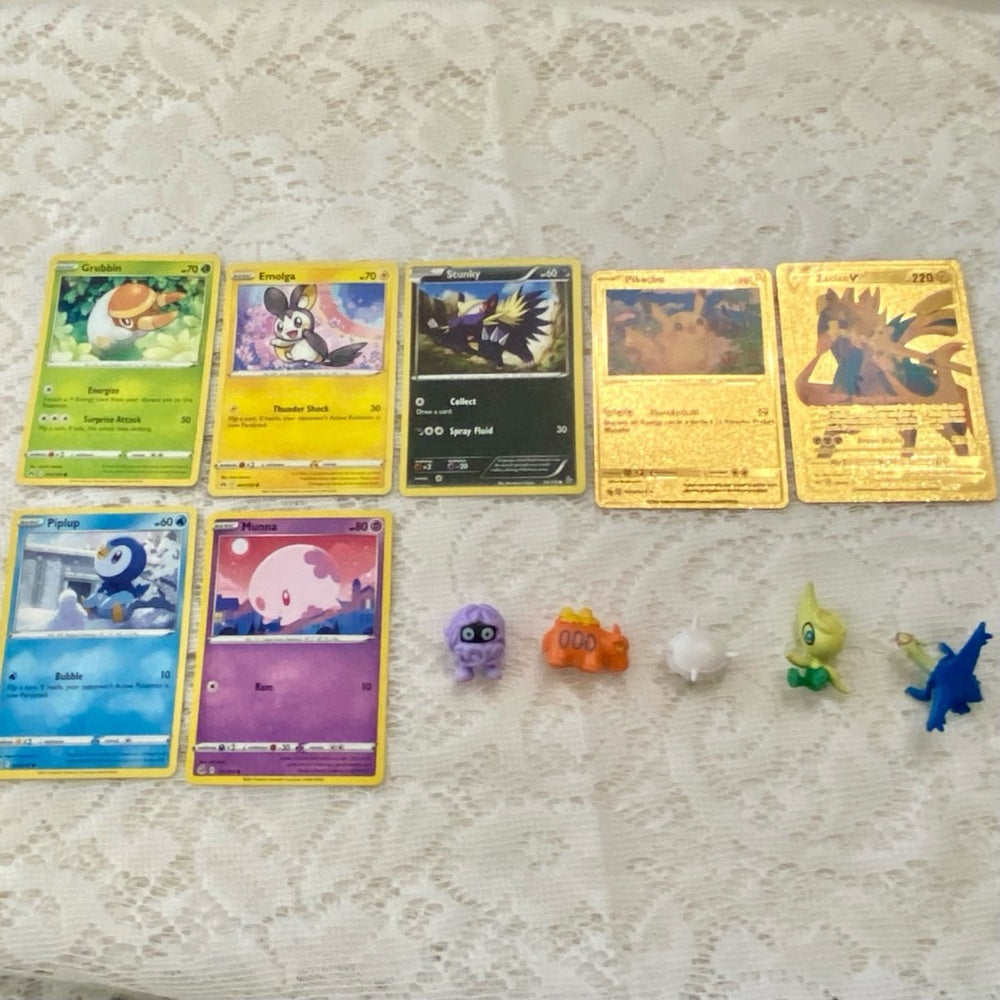 Lot SS: 12pc Lot : 2 Gold Fan Arts Cards, 5 Pokemon Cards and 5 Pokémon …