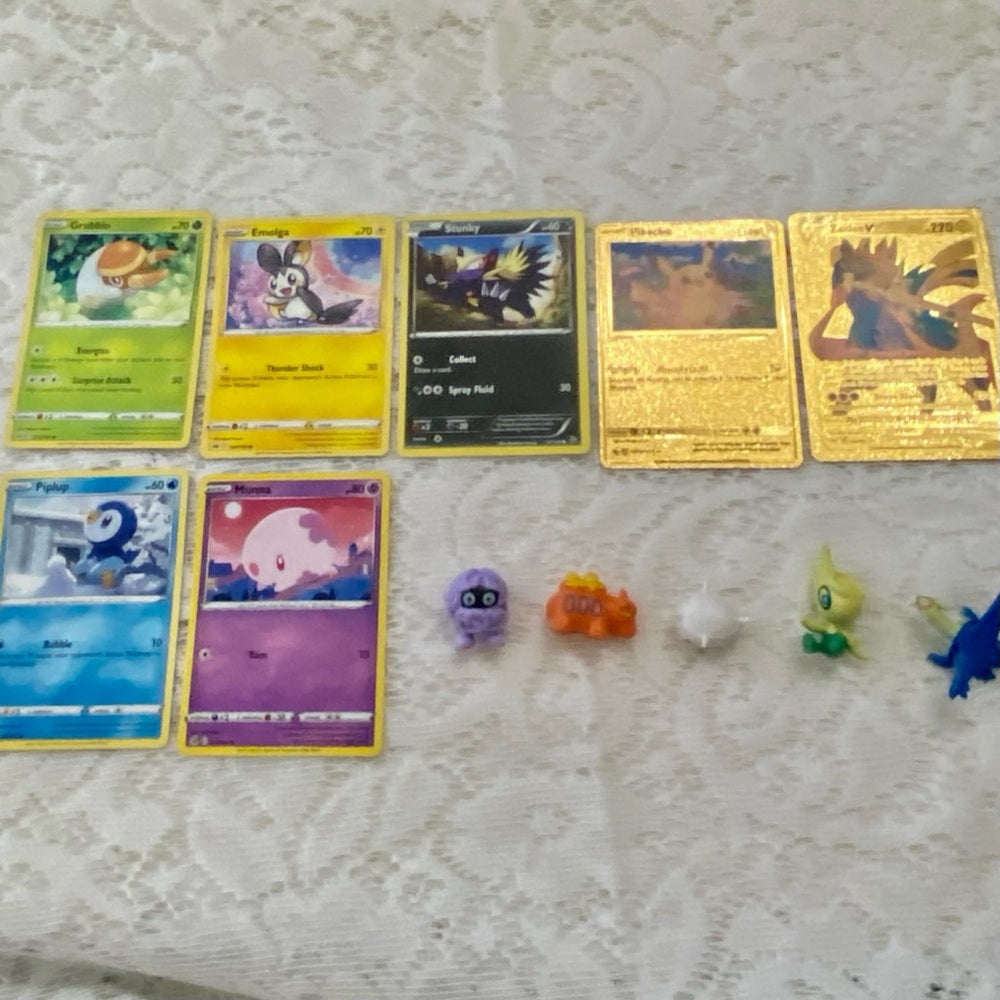 Lot SS: 12pc Lot : 2 Gold Fan Arts Cards, 5 Pokemon Cards and 5 Pokémon …