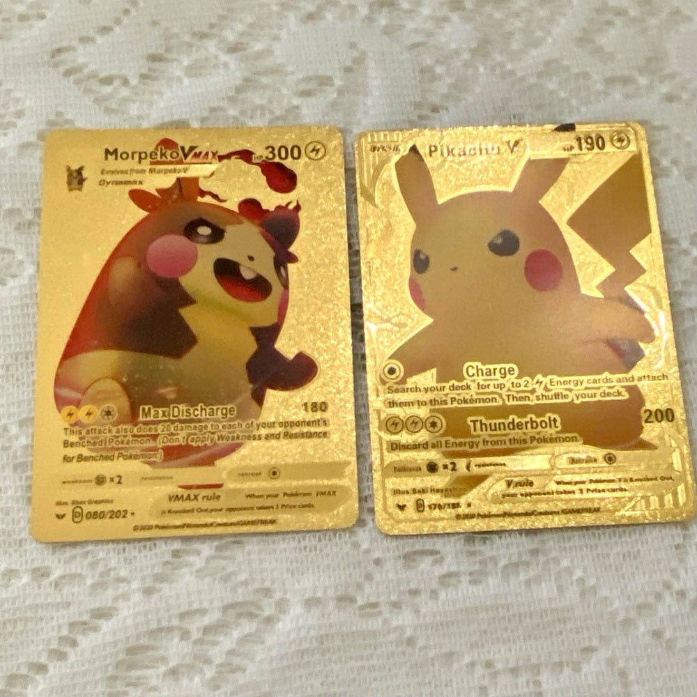 Lot UU: 12pc  Lot : 2 Gold Fan Arts Cards, 5 Pokemon Cards and 5 Pokémon…