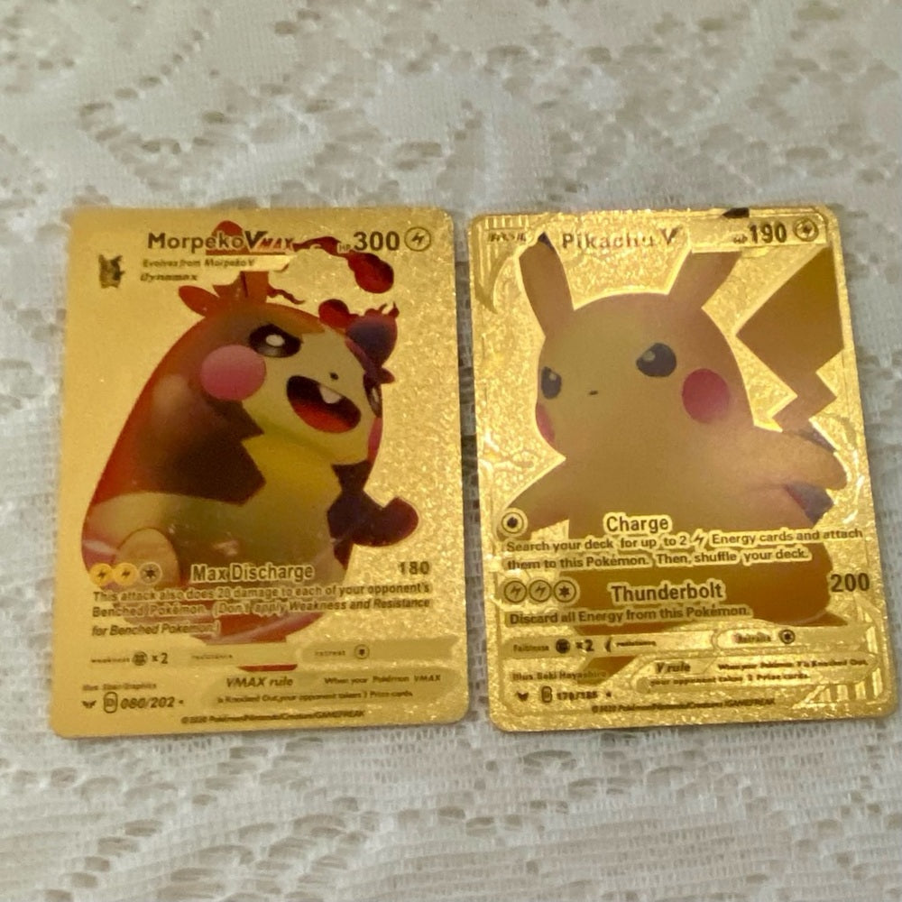 Lot UU: 12pc  Lot : 2 Gold Fan Arts Cards, 5 Pokemon Cards and 5 Pokémon…