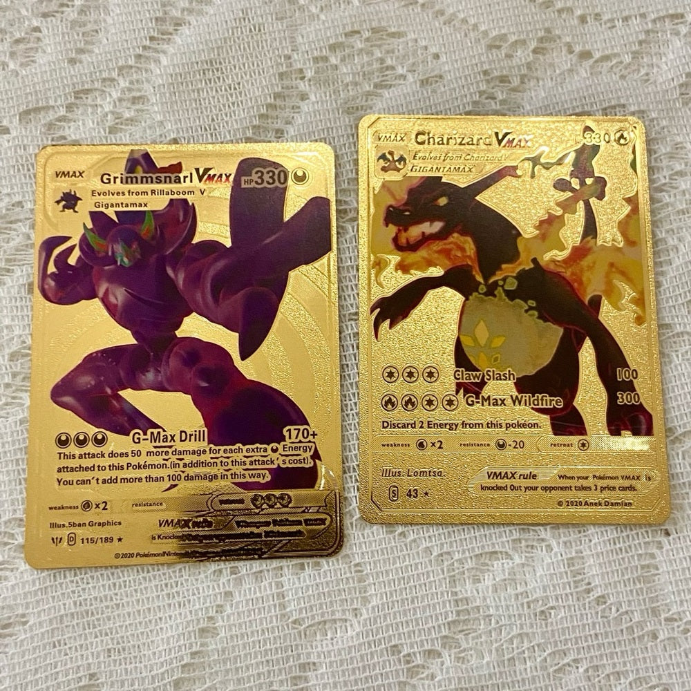 Lot VV:.12pc  Lot : 2 Gold Fan Arts Cards, 5 Pokemon Cards and 5 Pokémon…