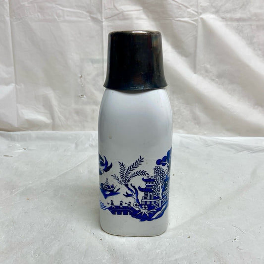 Vintage Blue Willow Milk Bottle Tumble-up  7.5in H x 3in W