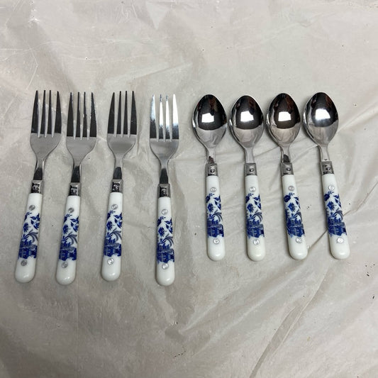 Vintage, 8-pc Blue Willow Children Flatware Set