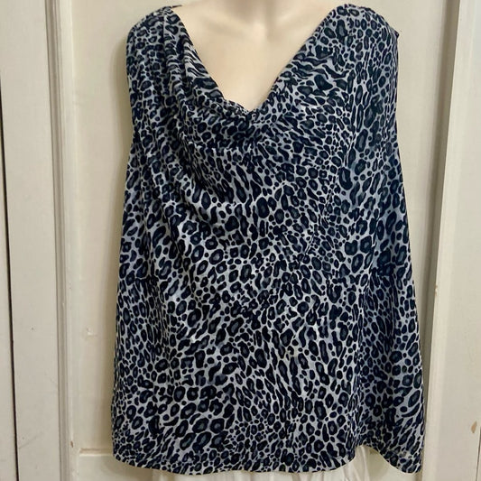 212 Collection Gray Leopard Sleeveless Blouse (3X)