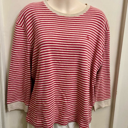 Ralph Lauren Red and White Stripes Pullover Sweater Blouse