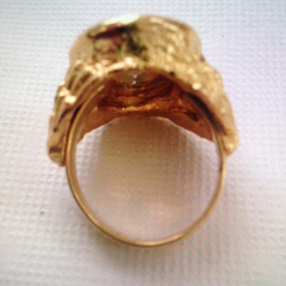 Vintage Stamped Hobe Black Cameo Adjustable Ring