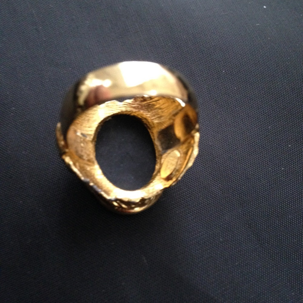 Vintage Stamped Hobe Black Cameo Adjustable Ring