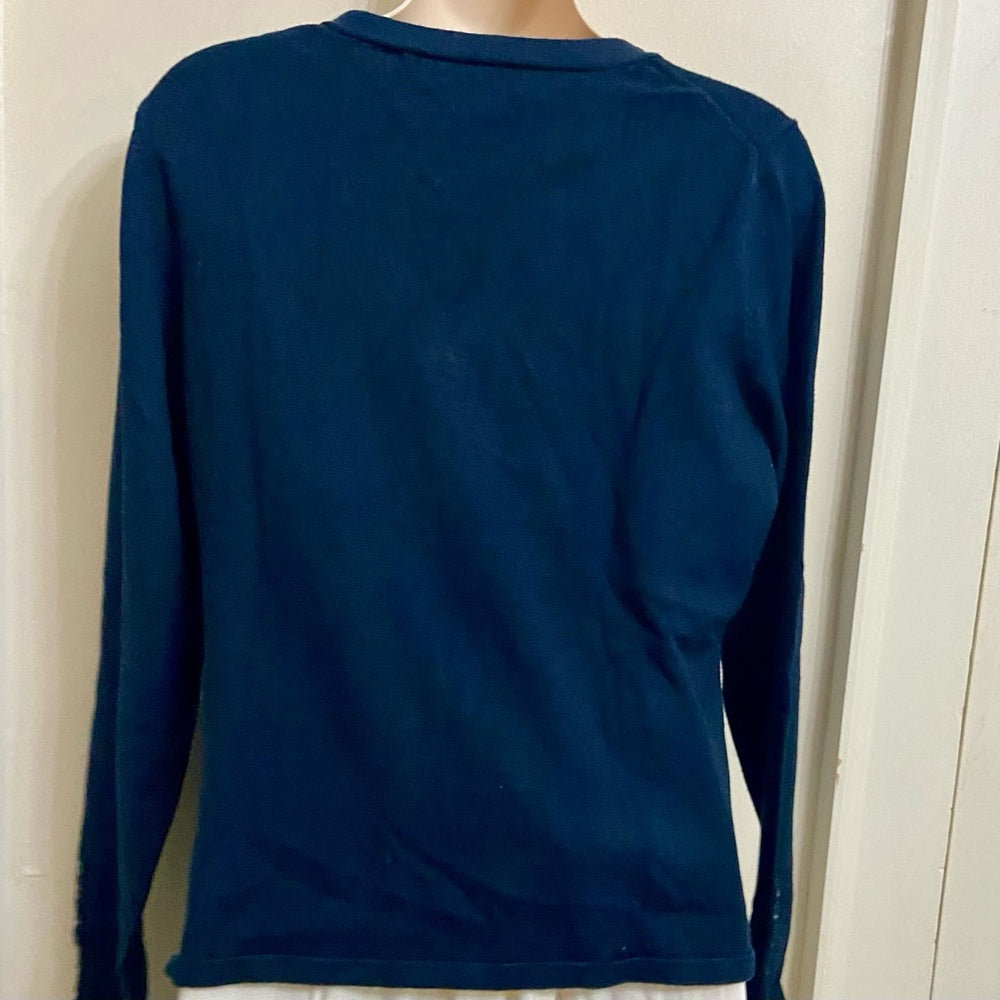 Liz Claiborne Blue with Buttons Pullover Blouse (L)