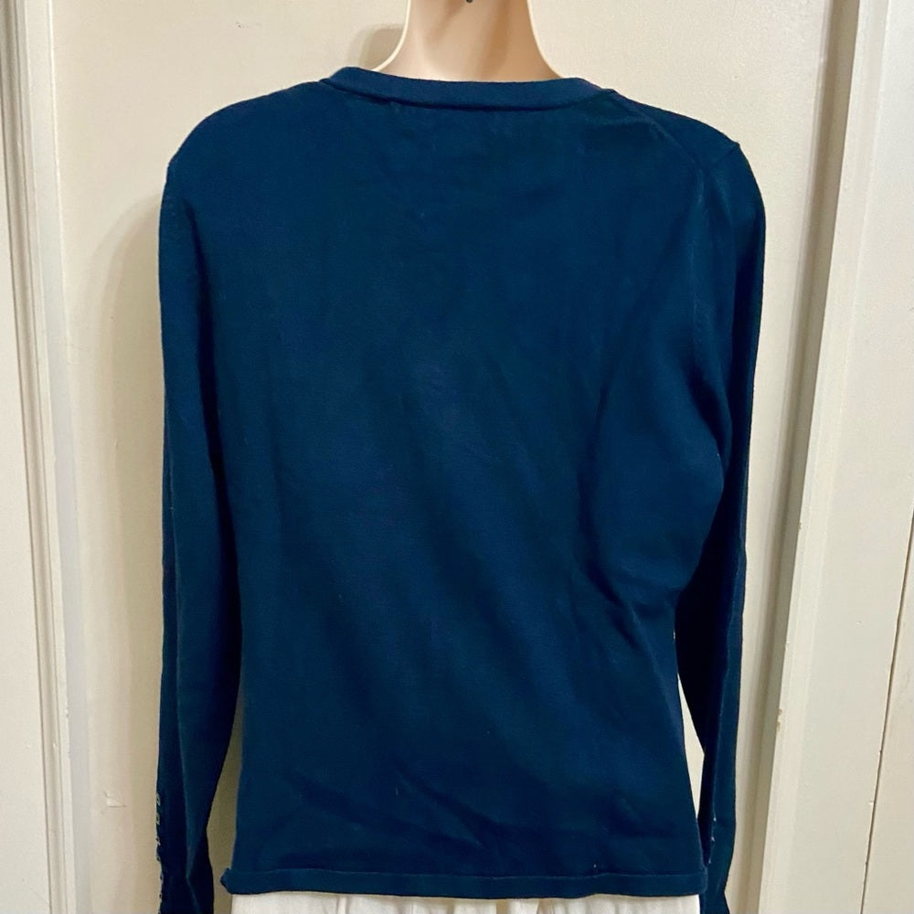 Liz Claiborne Blue with Buttons Pullover Blouse (L)