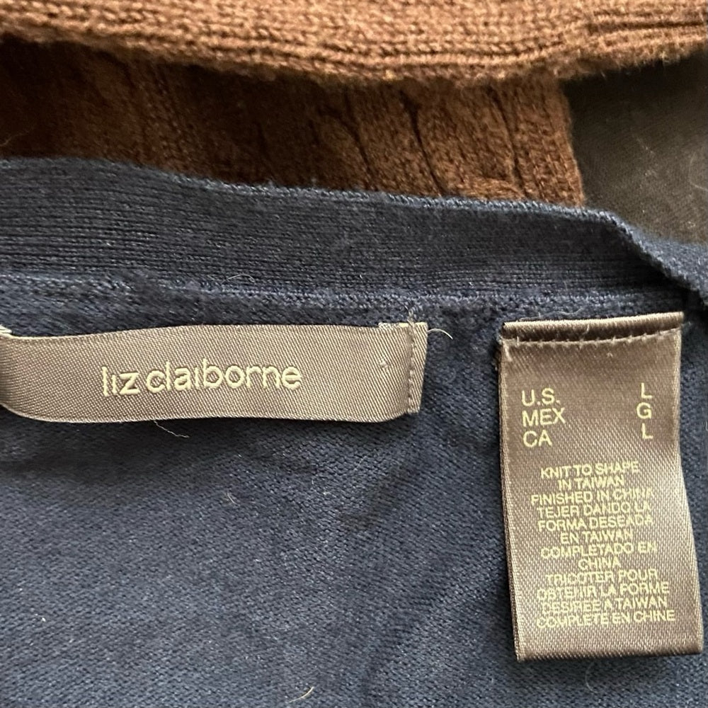 Liz Claiborne Blue with Buttons Pullover Blouse (L)