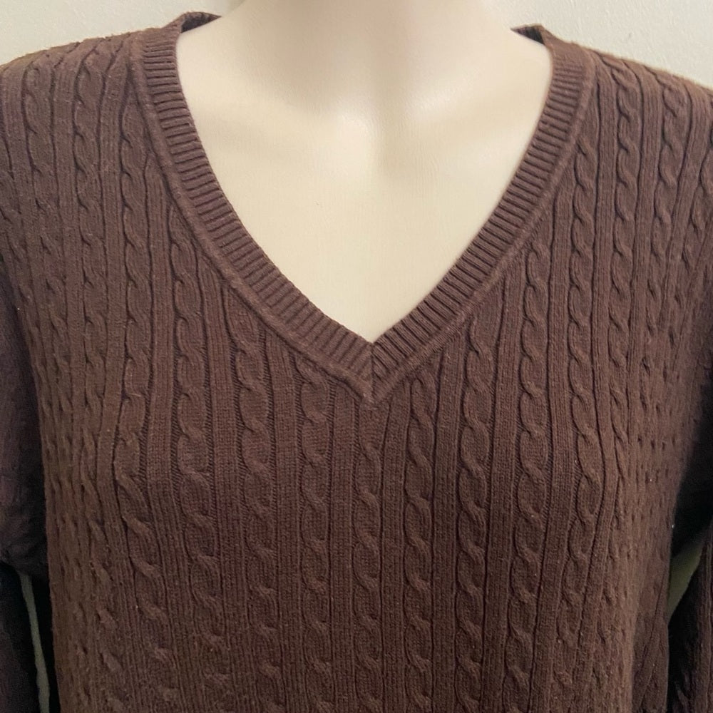 525 America Brown Knitted Pullover Blouse (L)