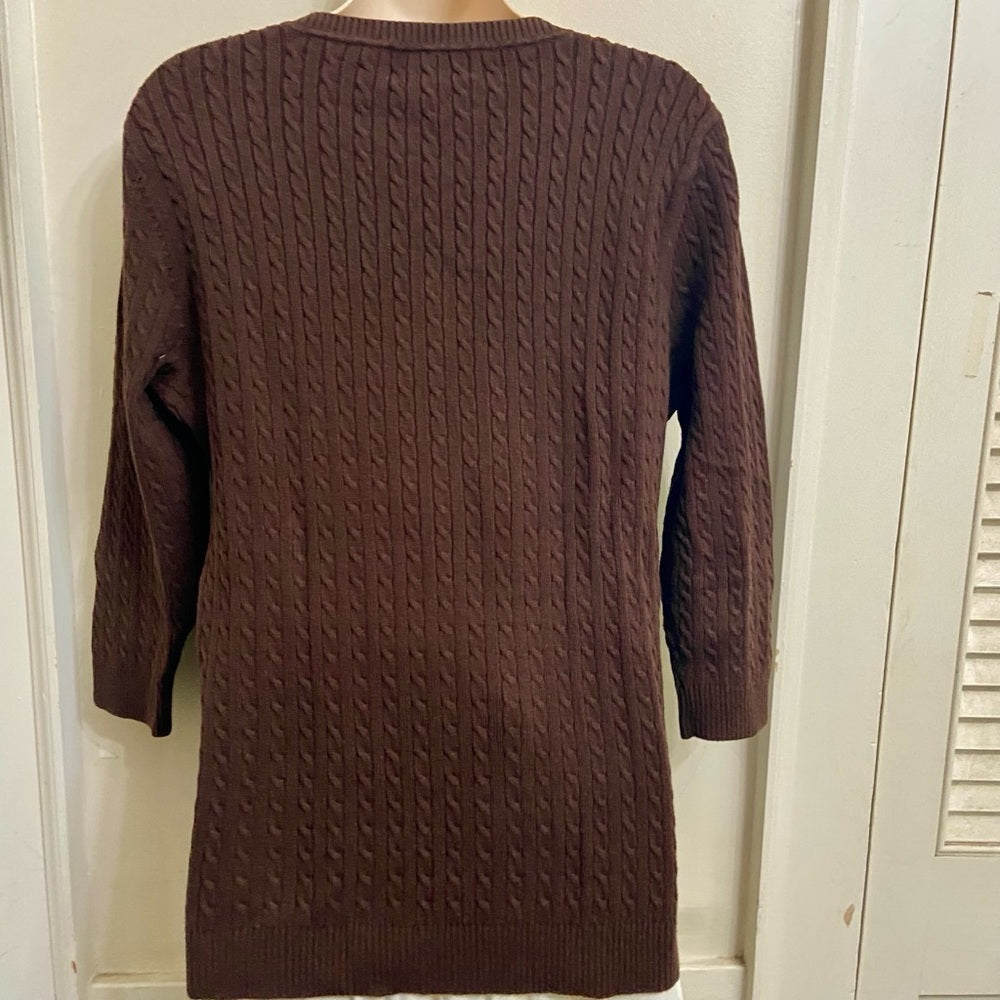 525 America Brown Knitted Pullover Blouse (L)
