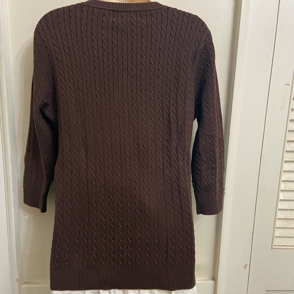 525 America Brown Knitted Pullover Blouse (L)