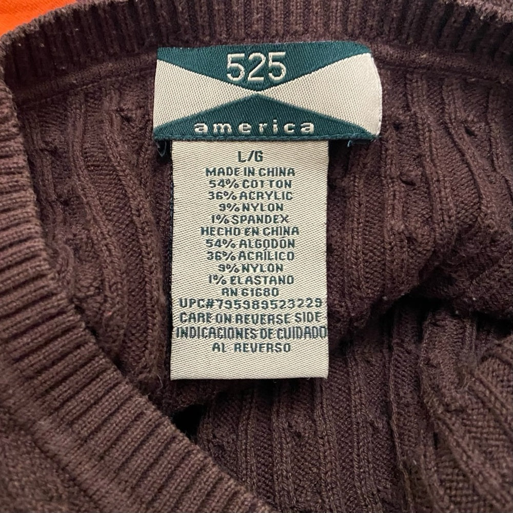 525 America Brown Knitted Pullover Blouse (L)
