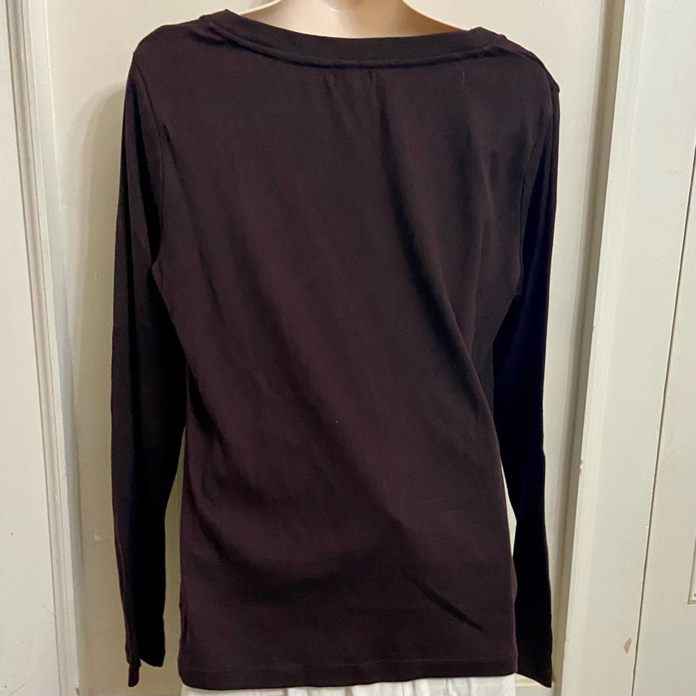 Brown with Beige Lace Pullover Sweater Blouse (M)