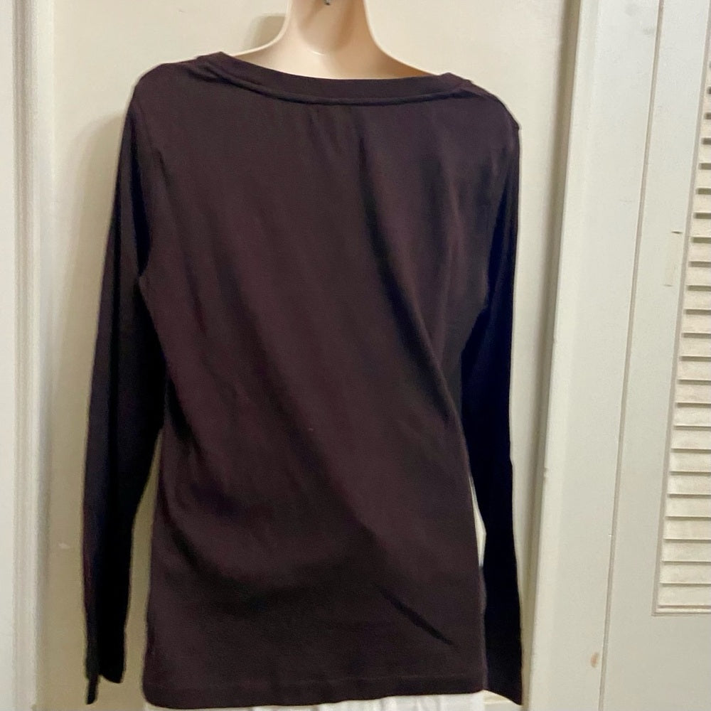 Brown with Beige Lace Pullover Sweater Blouse (M)