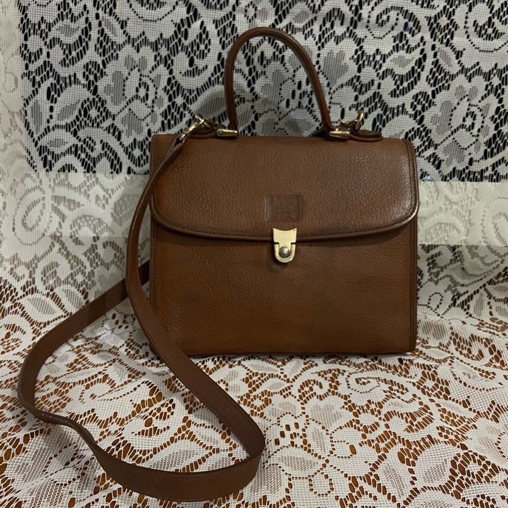 Vintage, Rare Burberry Brown Leather Shoulder-Crossbody Bag (9inx7.5inx3…