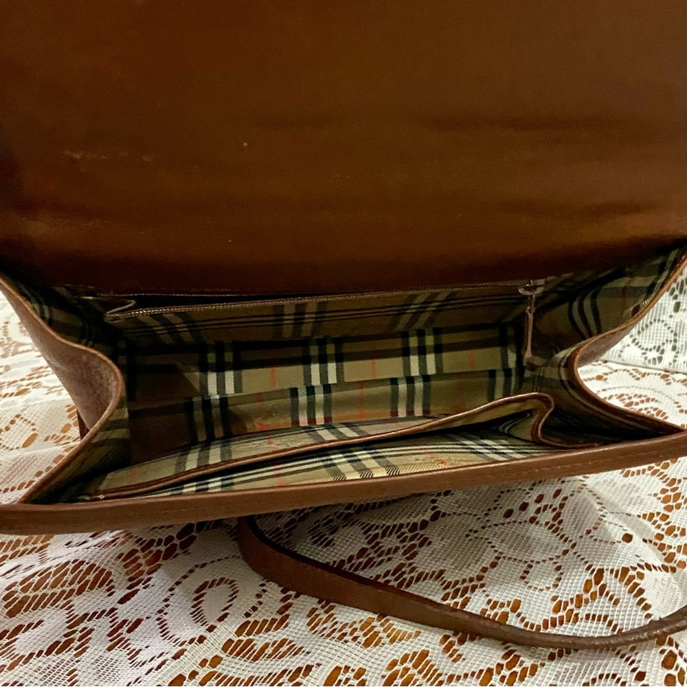 Vintage, Rare Burberry Brown Leather Shoulder-Crossbody Bag (9inx7.5inx3…