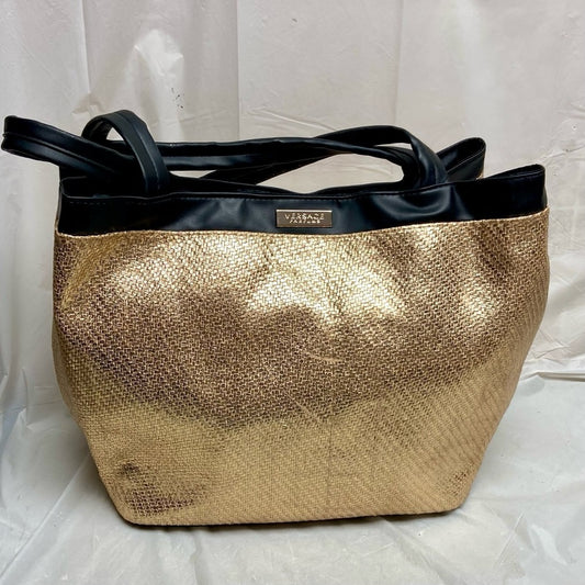 Versace, Rare, Large , Elegant Gold Hemp Tote 16in x 13in x 8.5in