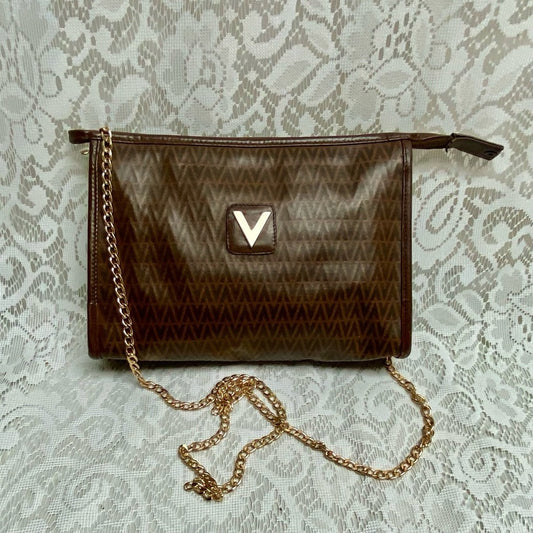 Vintage, Mario Valentino Brown Clutch Crossbody 10in x 7in x 3in