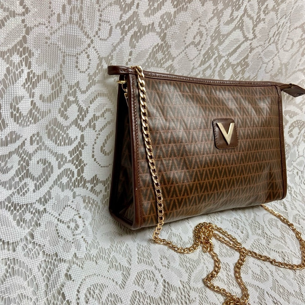 Vintage, Mario Valentino Brown Clutch Crossbody 10in x 7in x 3in