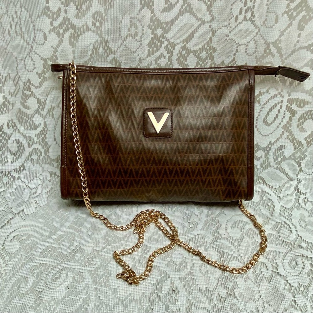 Vintage, Mario Valentino Brown Clutch Crossbody 10in x 7in x 3in