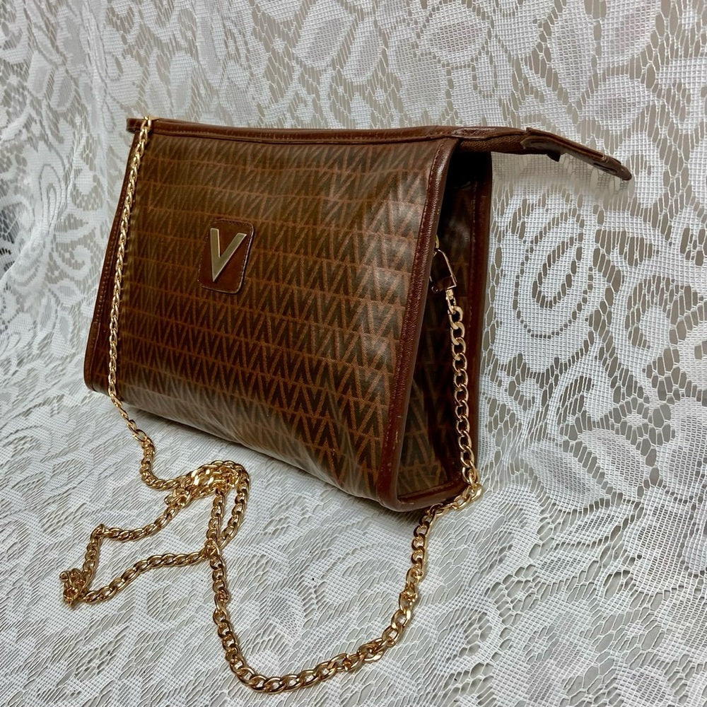 Vintage, Mario Valentino Brown Clutch Crossbody 10in x 7in x 3in