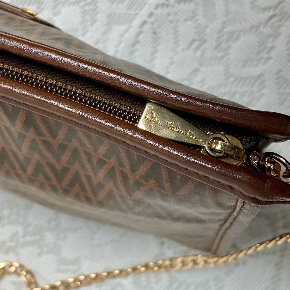 Vintage, Mario Valentino Brown Clutch Crossbody 10in x 7in x 3in