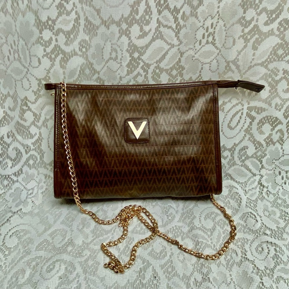 Vintage, Mario Valentino Brown Clutch Crossbody 10in x 7in x 3in