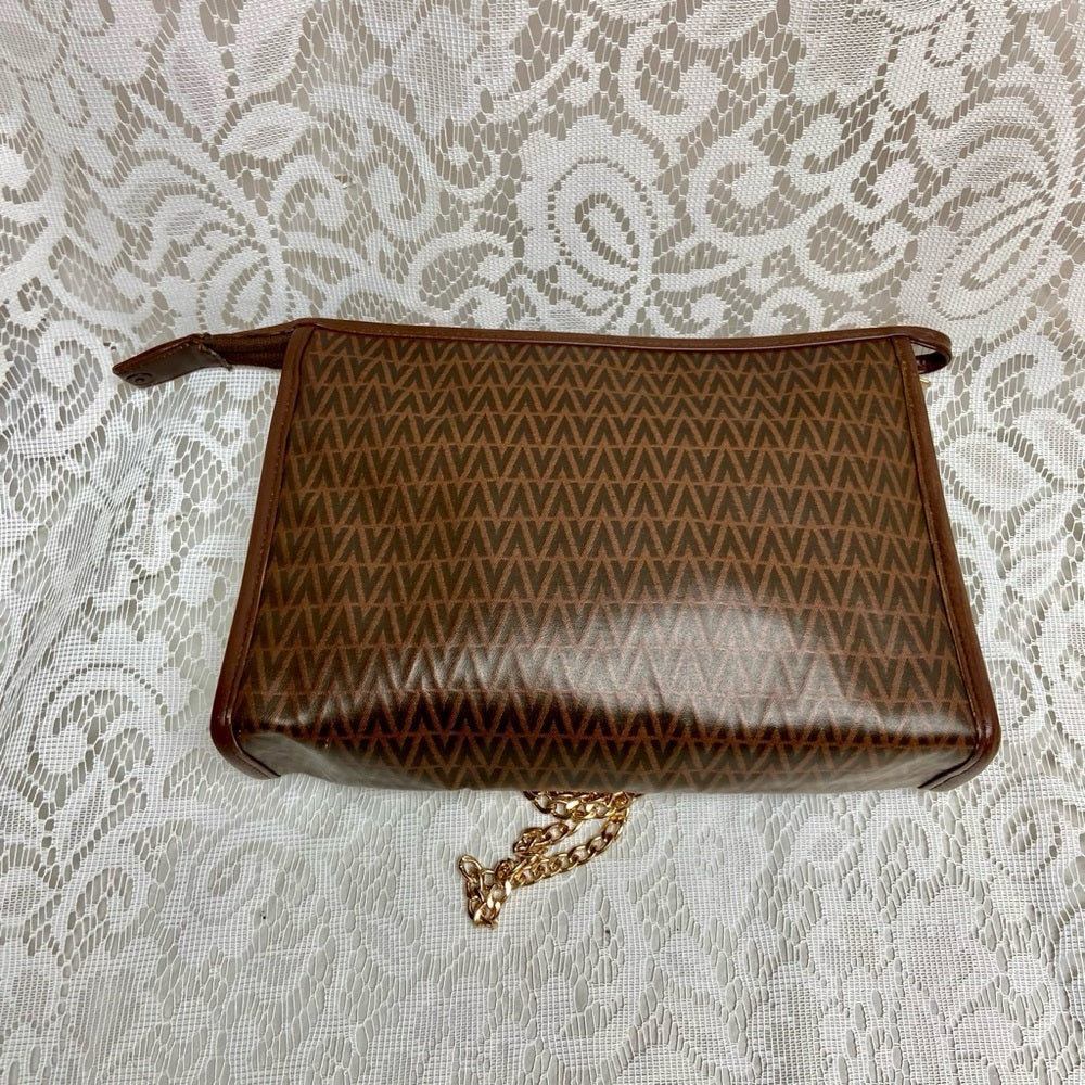 Vintage, Mario Valentino Brown Clutch Crossbody 10in x 7in x 3in