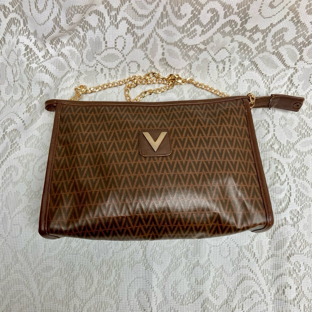 Vintage, Mario Valentino Brown Clutch Crossbody 10in x 7in x 3in