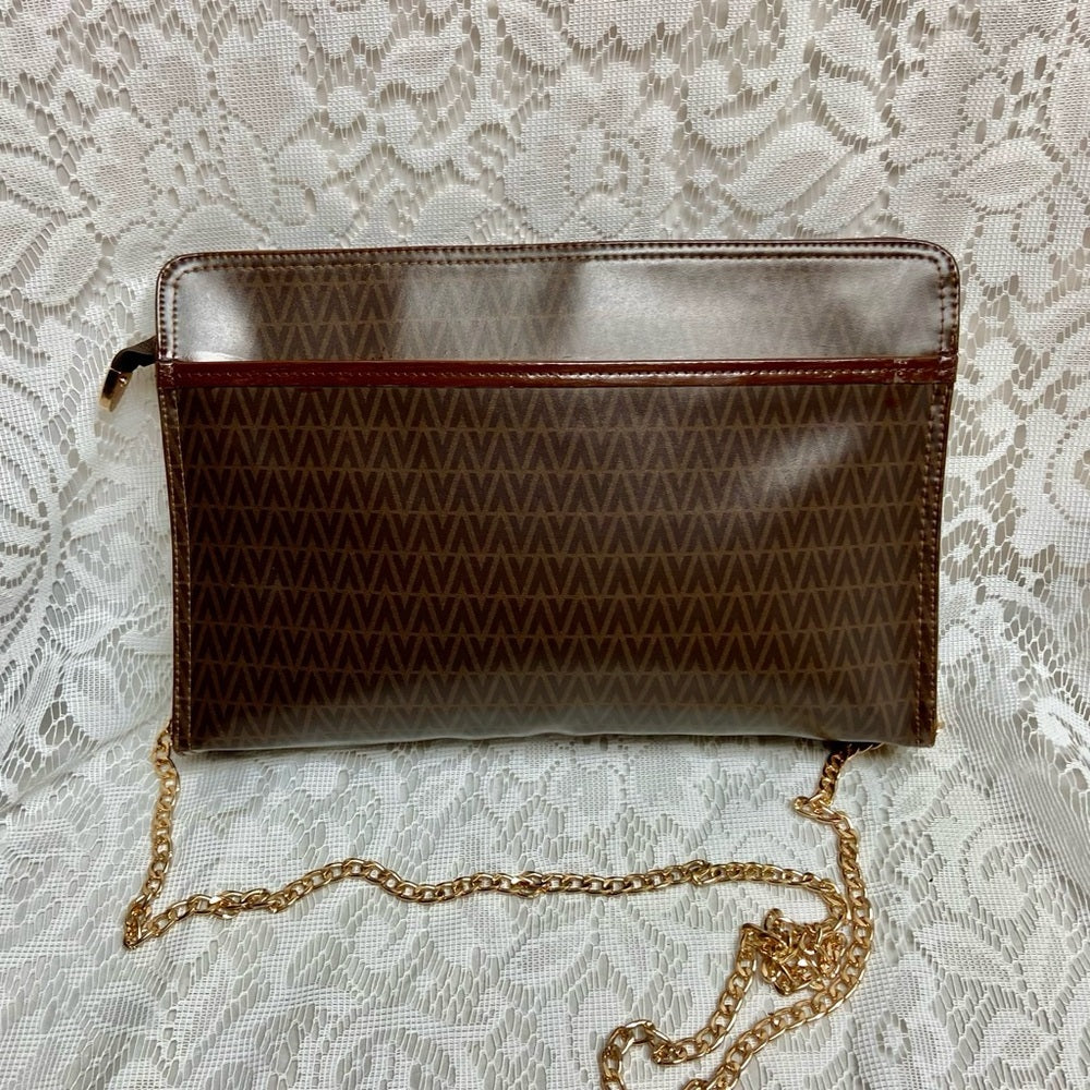 Vintage, Mario Valentino Brown Clutch Crossbody 11in x 7.5in x 2in