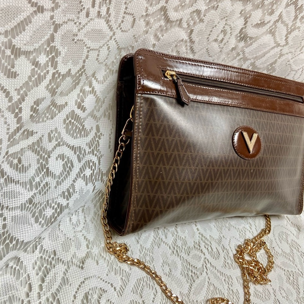 Vintage, Mario Valentino Brown Clutch Crossbody 11in x 7.5in x 2in