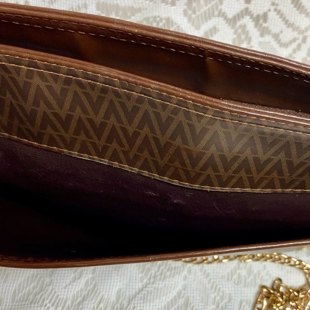 Vintage, Mario Valentino Brown Clutch Crossbody 11in x 7.5in x 2in