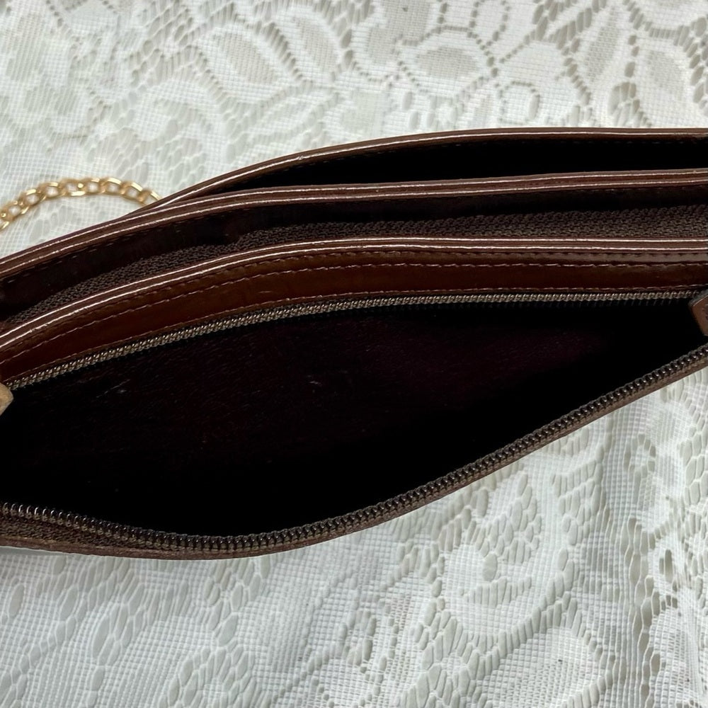 Vintage, Mario Valentino Brown Clutch Crossbody 11in x 7.5in x 2in