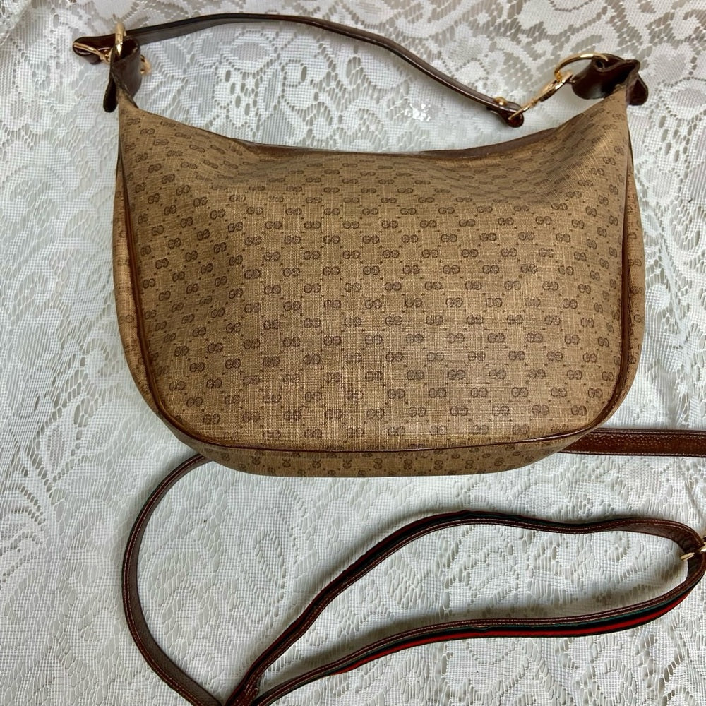 Vintage, Gucci, Handbag with Added Sherry Line Shoulder-Crossbody Strap