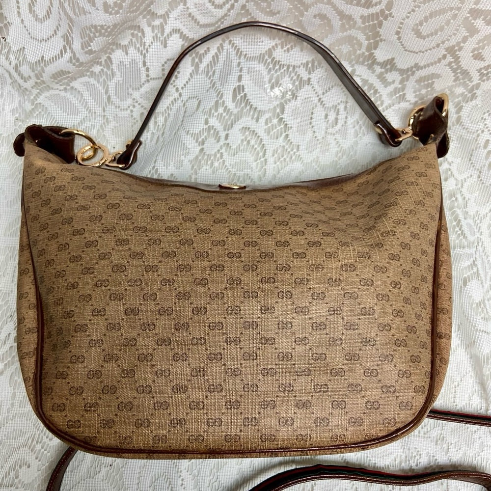 Vintage, Gucci, Handbag with Added Sherry Line Shoulder-Crossbody Strap