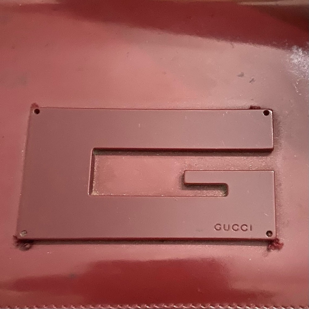 Authentic, Gucci Burgundy Enamel Trifold Unisex Wallet
