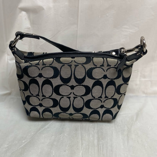 Authentic Coach Small Black and White Mono Canvas  Handbag 7in x …