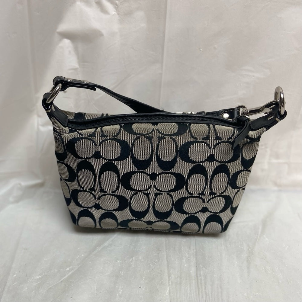 Authentic Coach Small Black and White Mono Canvas  Handbag 7in x …
