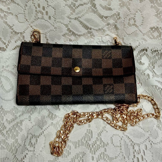 Louis Vuitton, Damier Ebene Long Wallet -Crossbody 7.5in x 4.5in