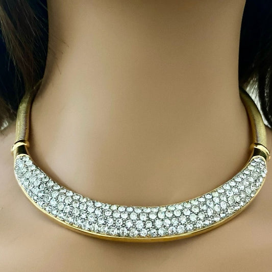 Vintage Givenchy, Paris New York Gold-Crystal Necklace and Earring Set