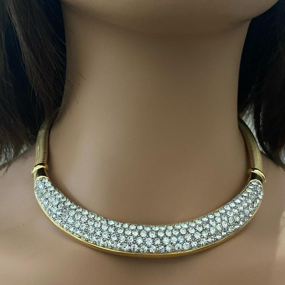 Vintage Givenchy, Paris New York Gold-Crystal Necklace and Earring Set