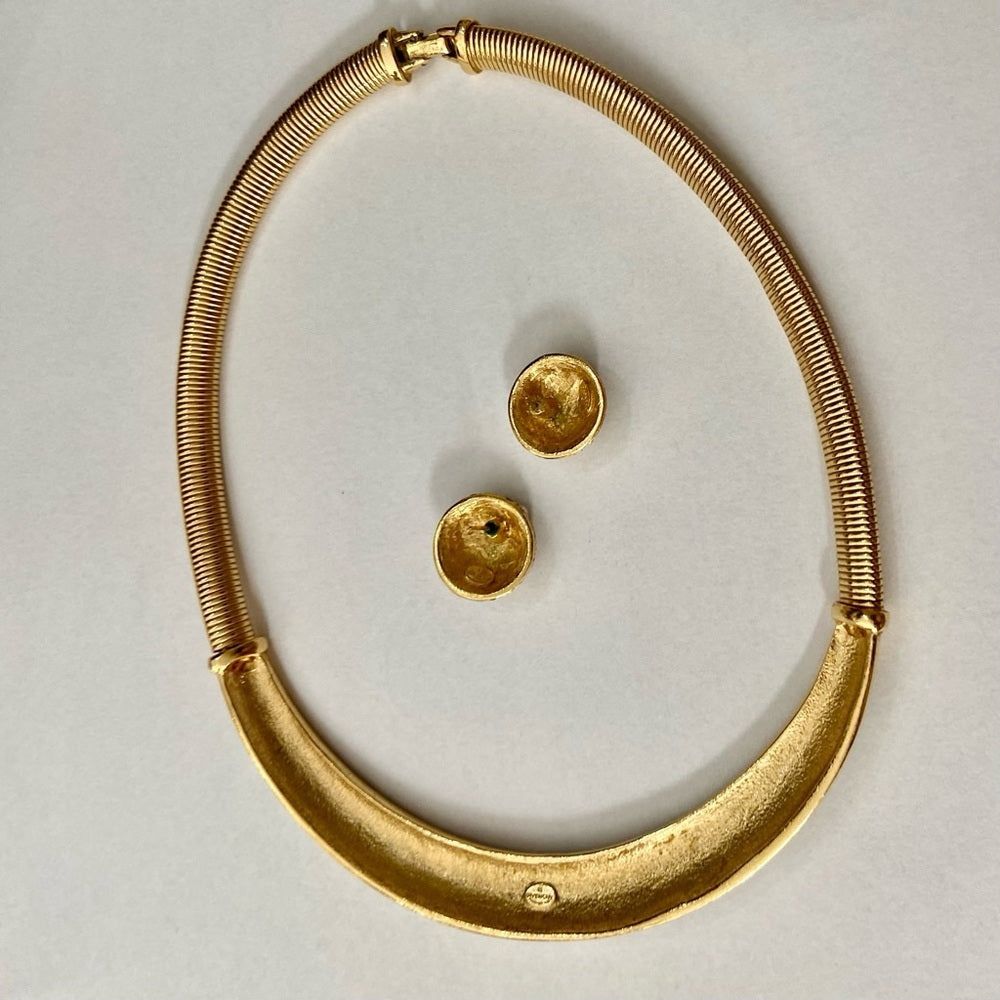 Vintage Givenchy, Paris New York Gold-Crystal Necklace and Earring Set